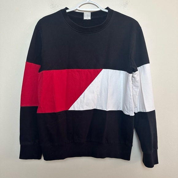 Zyia Colorblock Sweatshirt Women M/L Black Red White Athletic Crewneck Pullover - Picture 2 of 8